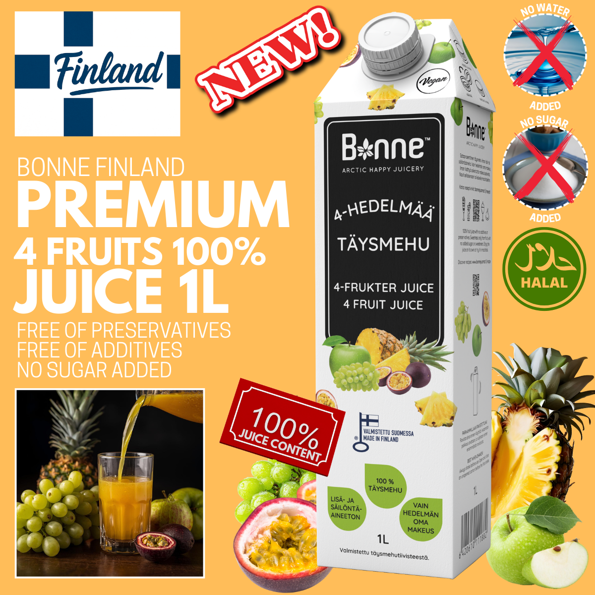 Bonne 4-Fruit Juice - 1L