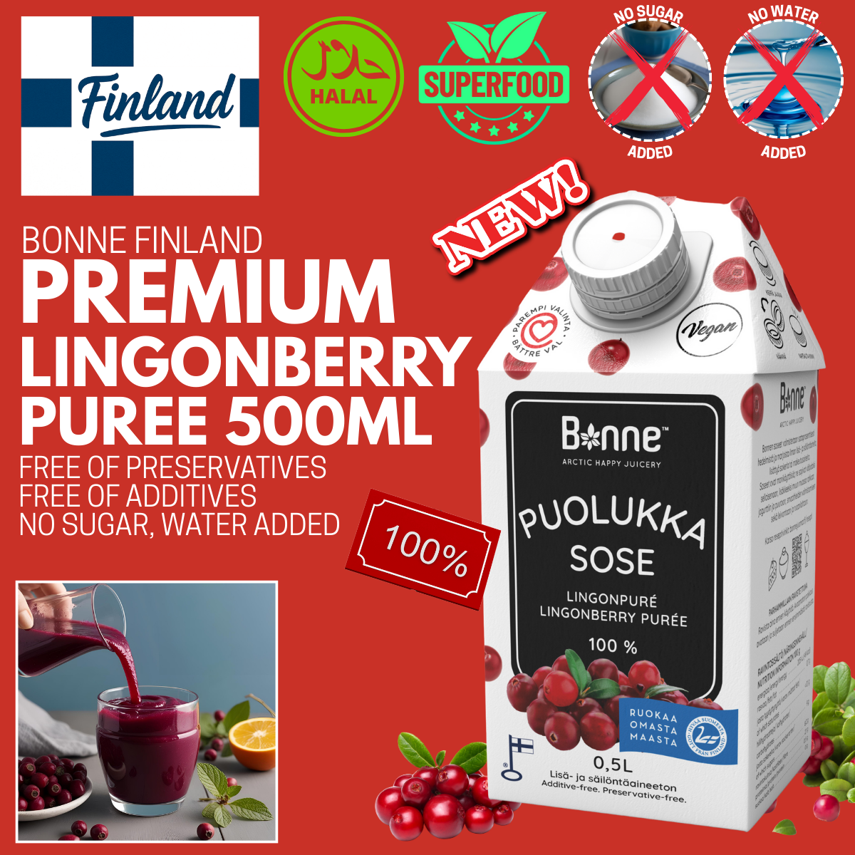 Bonne Lingonberry Puree - 500ml