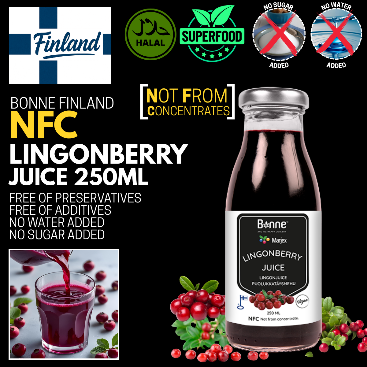 Bonne NFC 100% Lingonberry Juice - 250ml