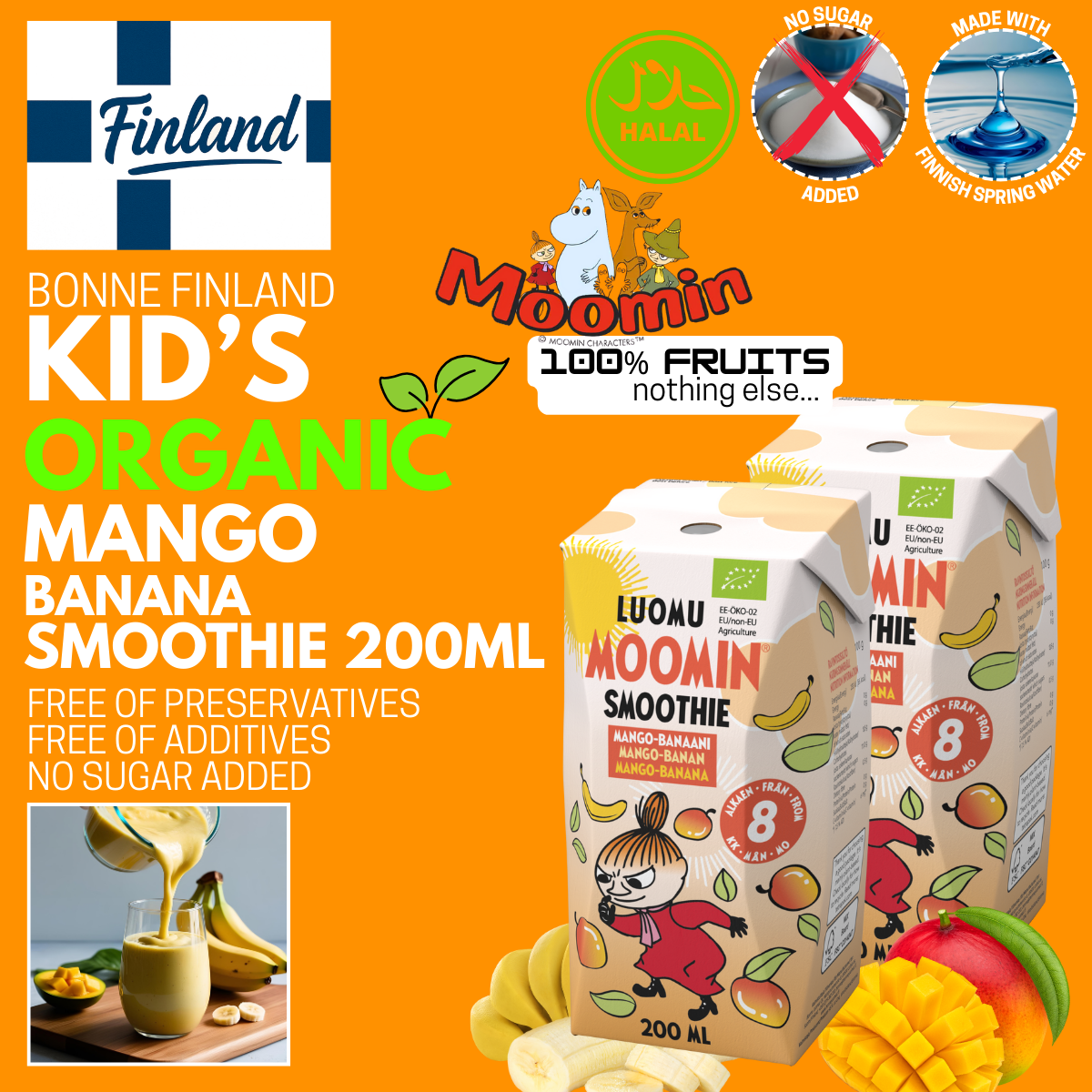 Bonne Kids Organic Mango Banana Smoothie 200ml