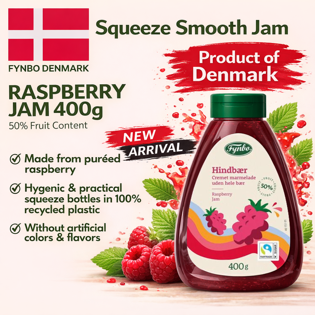 FYNBO Raspberry Squeeze Jam 400g