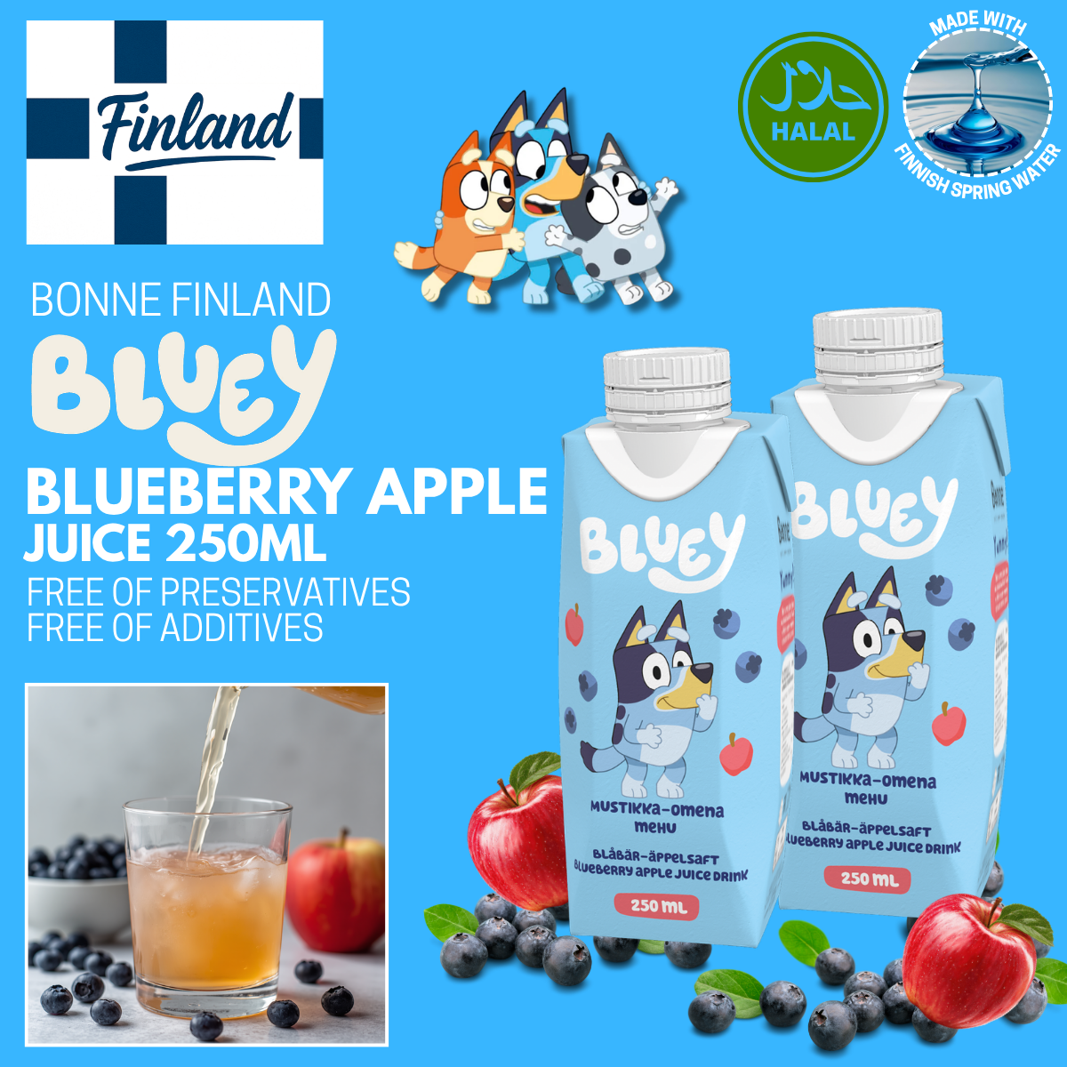 Bonne Bluey Blueberry Apple Juice - 250ml
