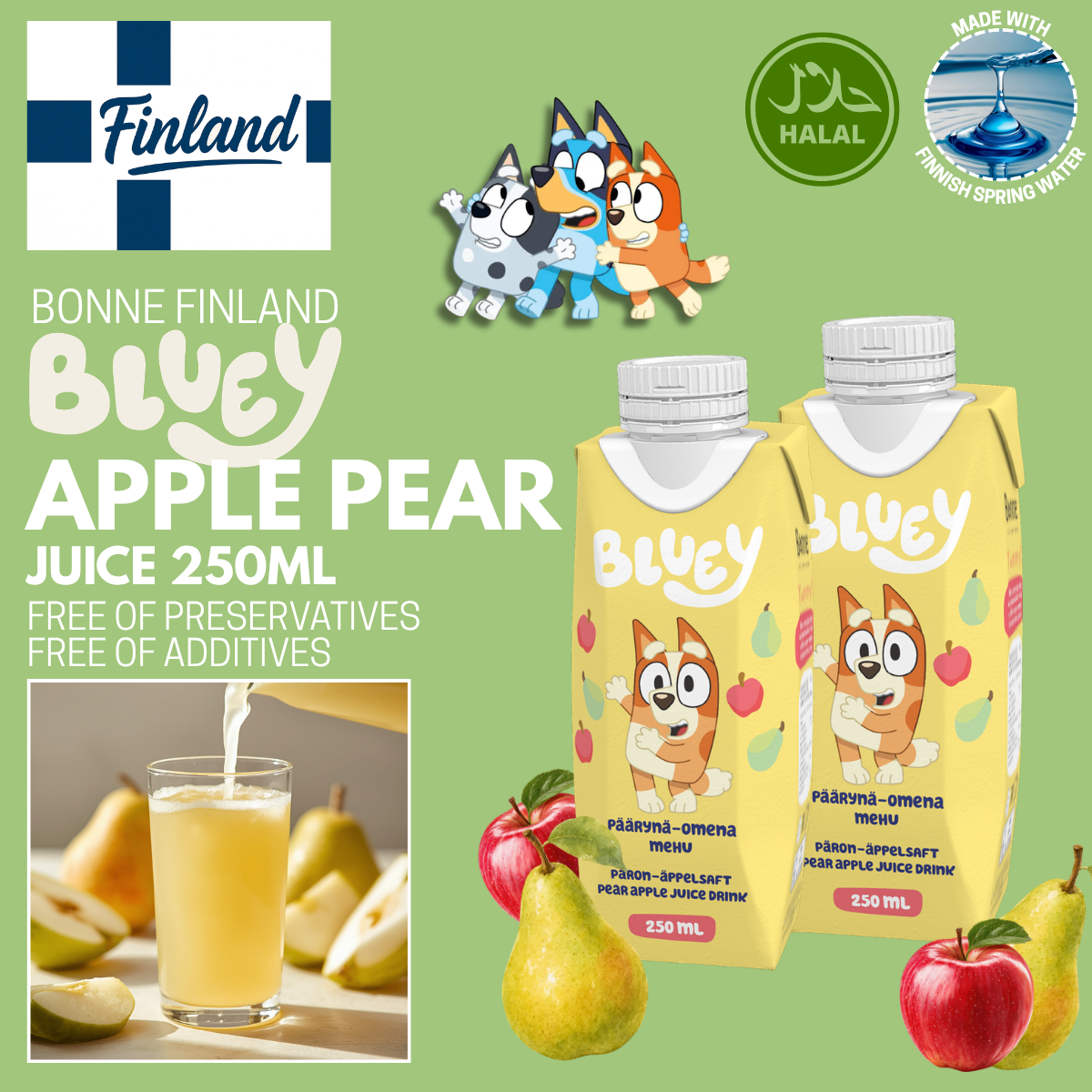 Bonne Bluey Pear Apple Juice - 250ml