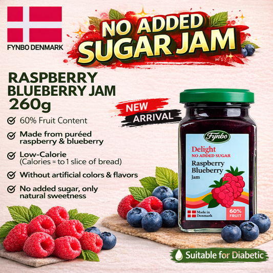 FYNBO Raspberry Blueberry Jam (No Sugar Added) 260g