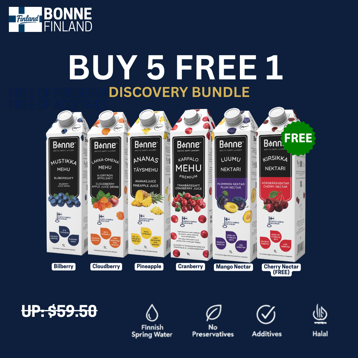 [DISCOVERY BUNDLE] Bonne Finland Mix Flavours 1L (5FREE1)