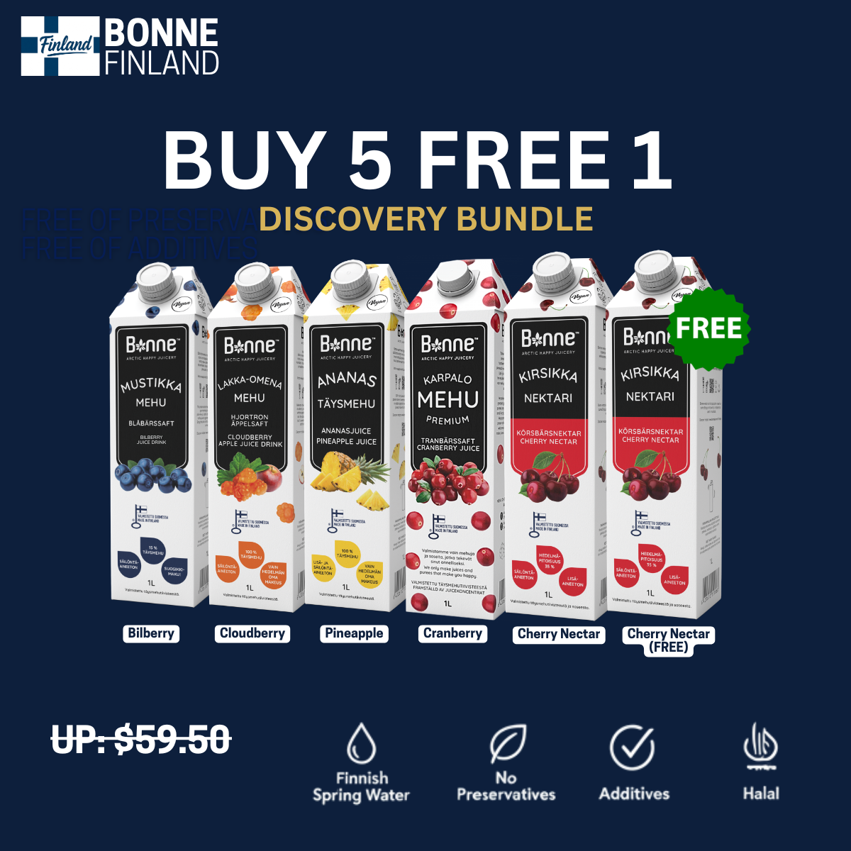 [DISCOVERY BUNDLE] Bonne Finland Mix Flavours 1L (5FREE1)