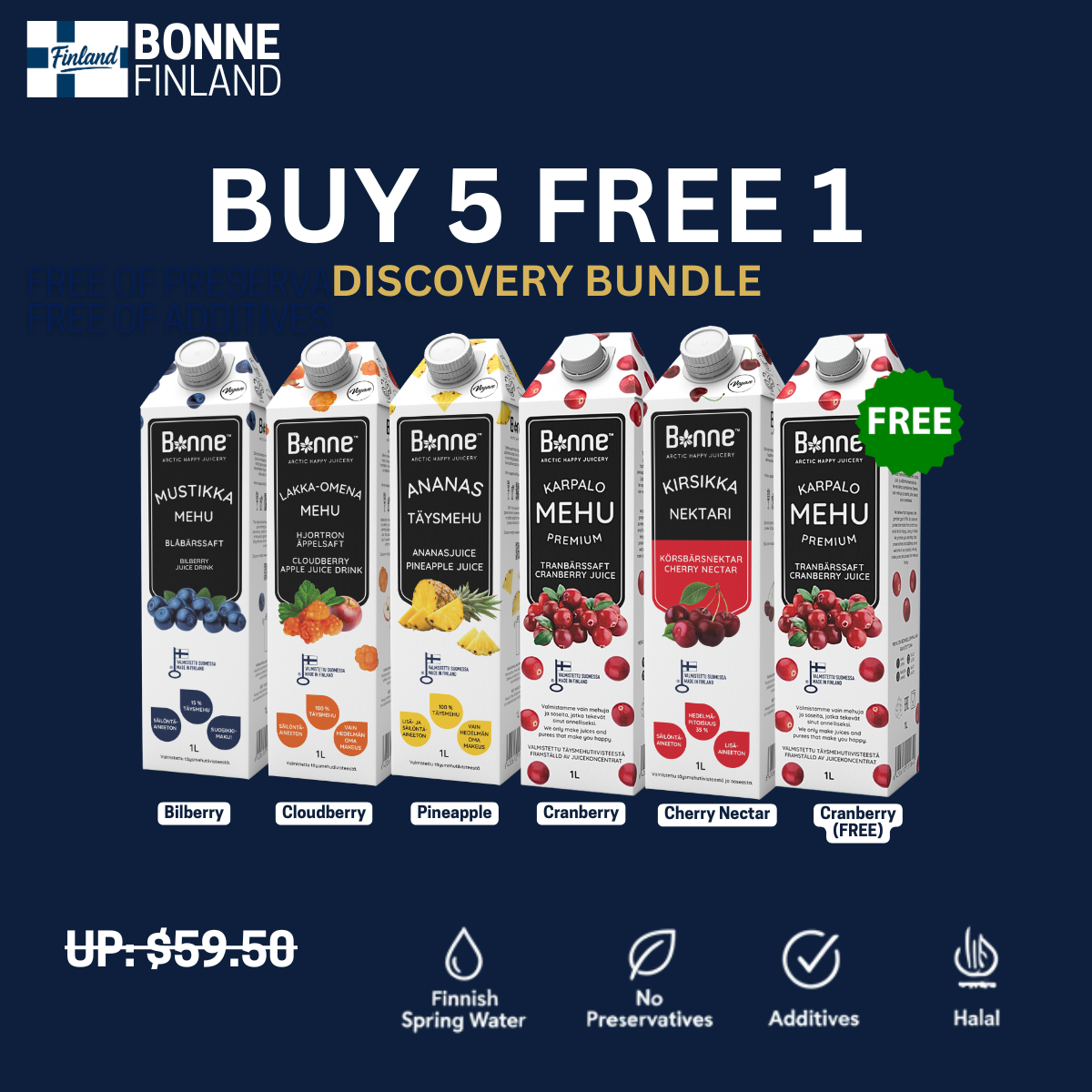 [DISCOVERY BUNDLE] Bonne Finland Mix Flavours 1L (5FREE1)