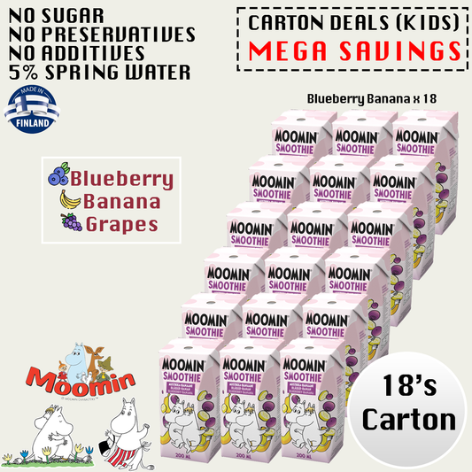 Carton Deals Kids Smoothies (Moomin Blueberry Banana) 18's x 200ml