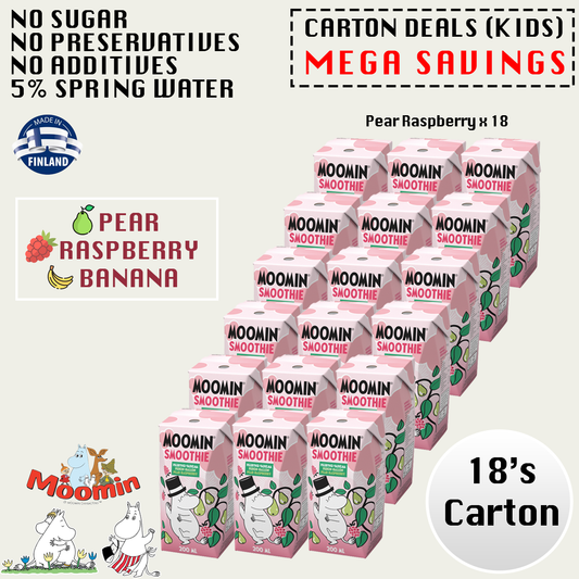 Carton Deals Kids Smoothies (Moomin Pear Raspberry) 18's x 200ml