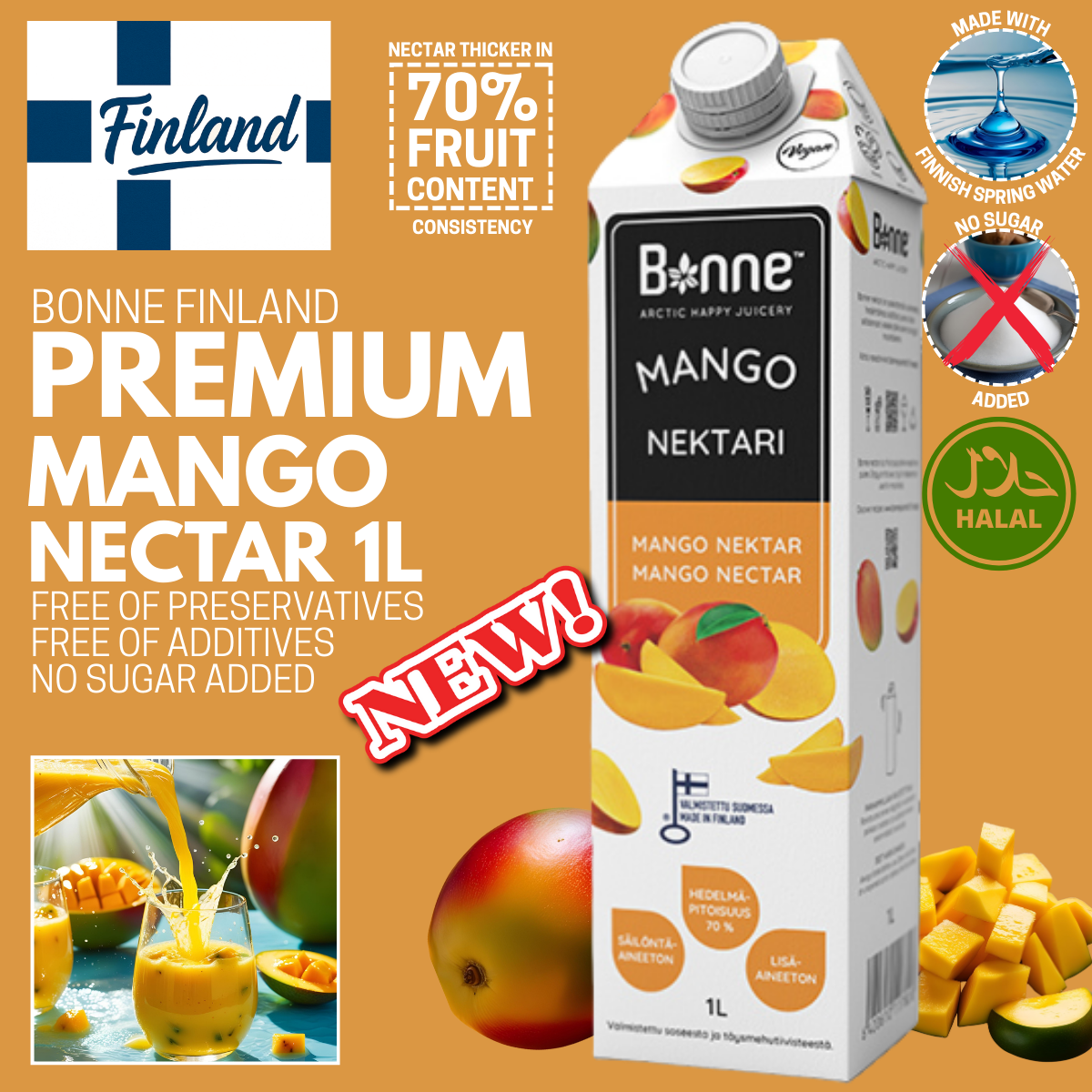 Bonne Mango Nectar - 1L (No Sugar Added)