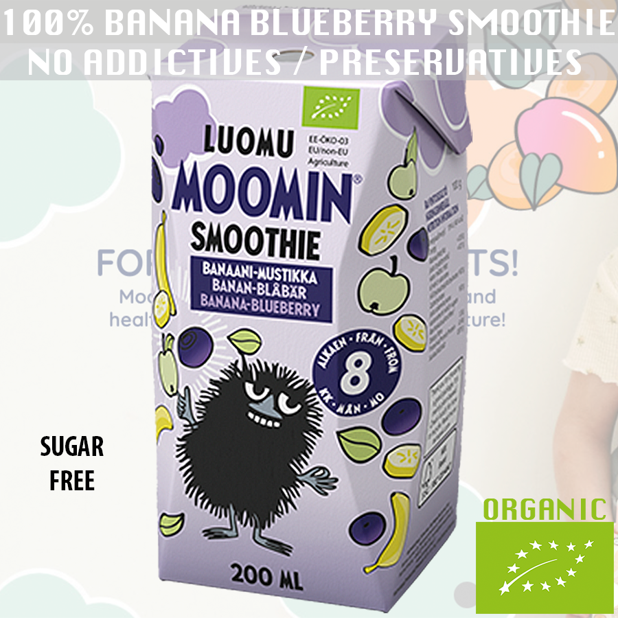 Carton Deals Kids Smoothies ORGANIC (Moomin Blueberry Banana) 18's x 200ml