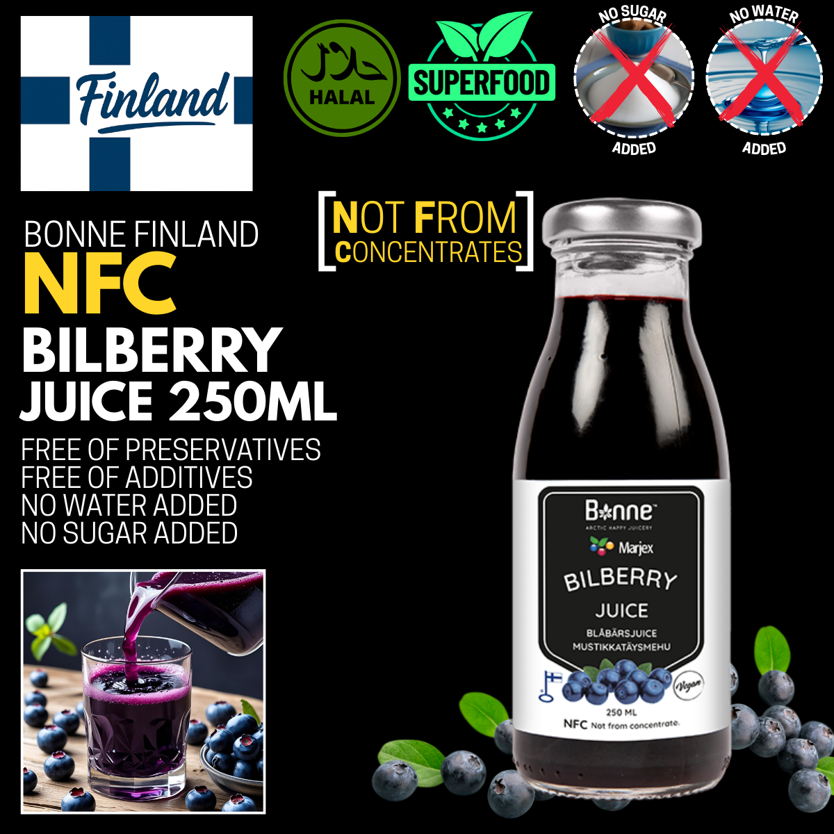 Bonne NFC 100% Bilberry Juice - 250ml